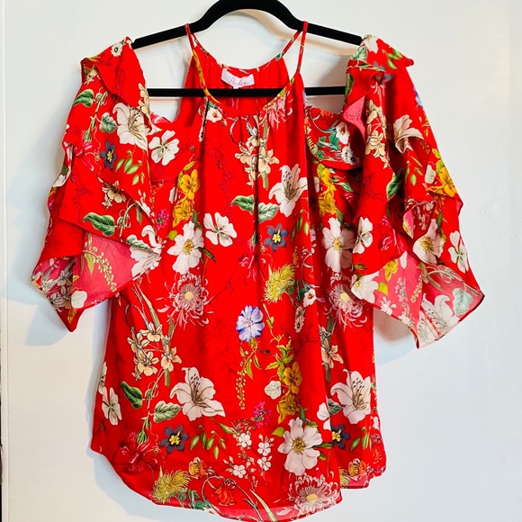 Parker Tops - Parker Sharluce Cold Shoulder Silk Blouse